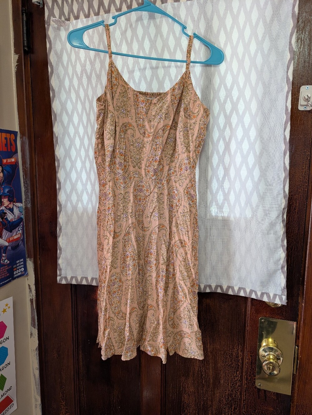 Sleeveless Pink Paisley Slip Dress
